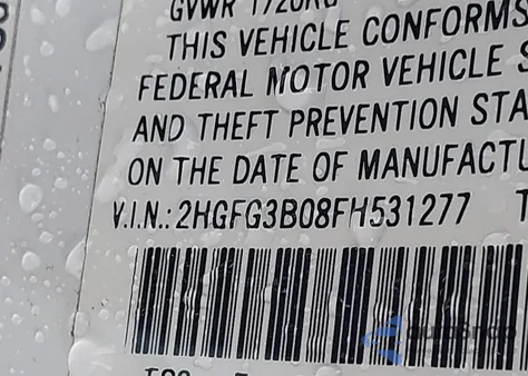 2015 Honda Civic Ex-L из США, поврежденный, VIN 2HGFG3B08FH531277